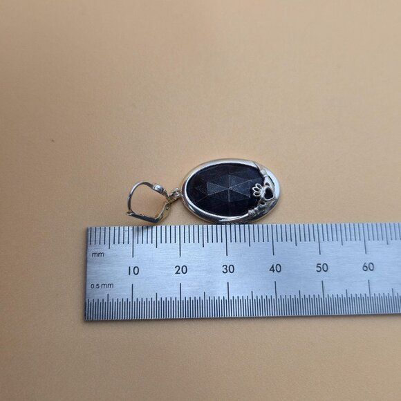 Sterling Silver Irish Claddagh Sodalite Stone Dangle Earrings A5389 - Picture 7 of 8